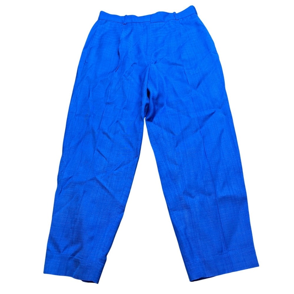 Sandro Trousers Women 42 Blue Mix-it Textured Straight Leg Pants SFPPA00872-D279